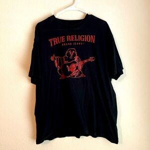 True Religion Black Tee with Red Graphic size L